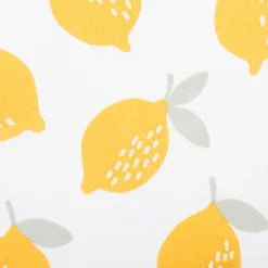 Musselin Stoff LEMONS Zitronen groß offweiß gelb 1,35m Breite