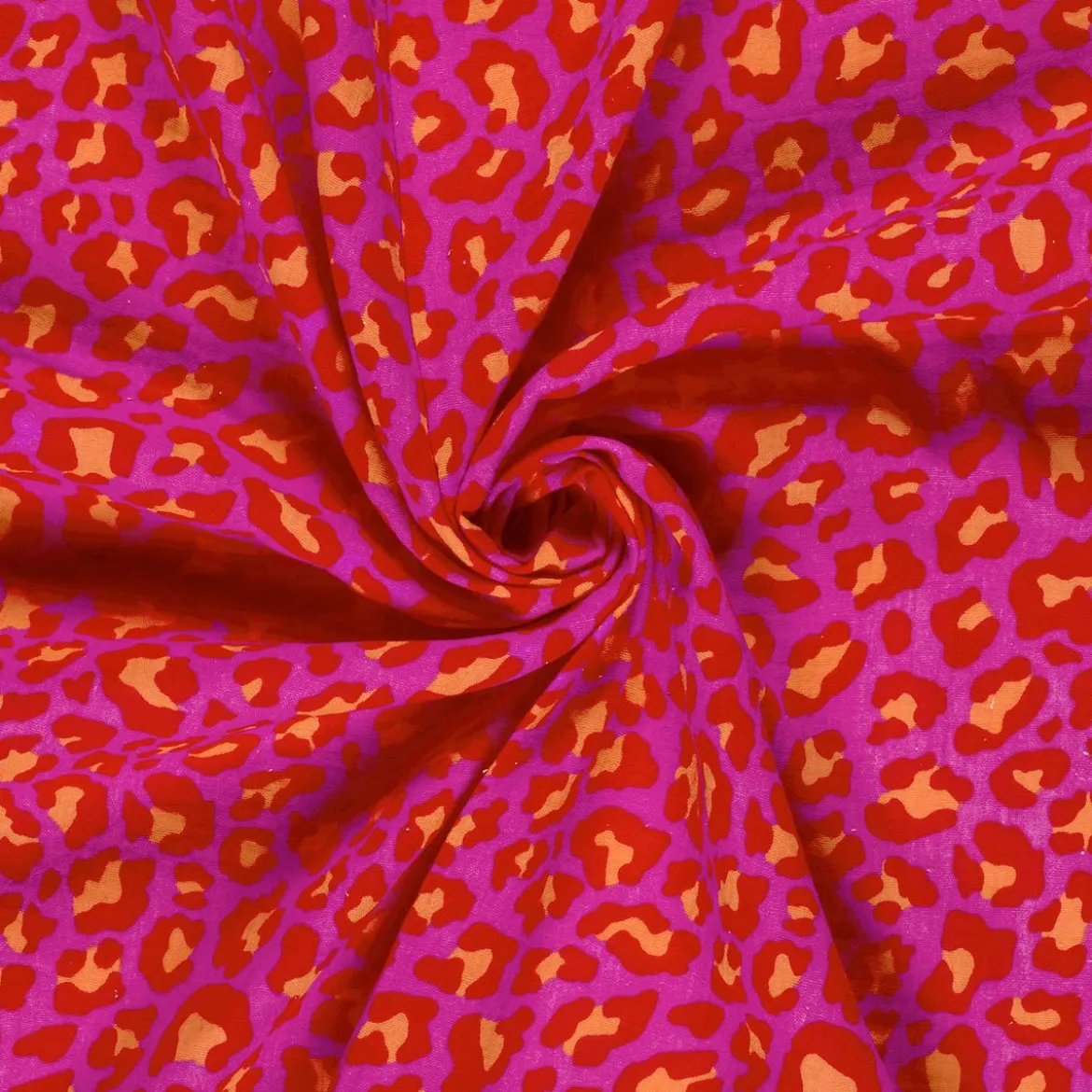 Musselin Stoff Leoparden pink orange 1,50m Breite