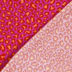 Musselin Stoff Leoparden pink orange 1,50m Breite