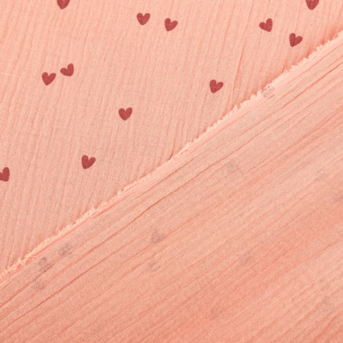 Musselin Stoff SMALL HEARTS Herzchen blush rosa 1,35m Breite