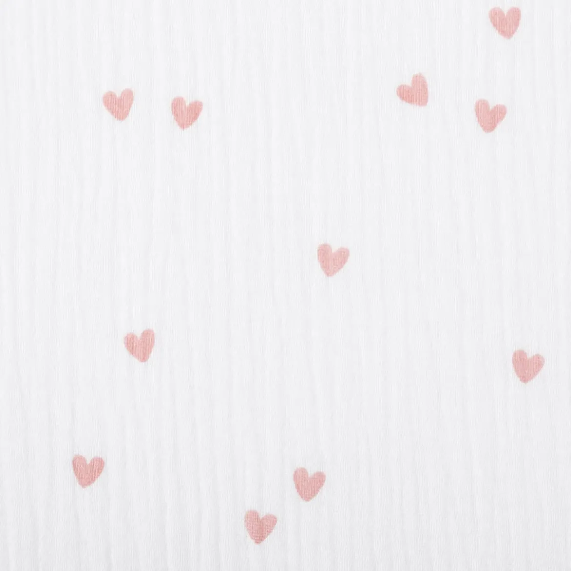 Musselin Stoff SMALL HEARTS Herzchen weiß altrosa 1,35m Breite