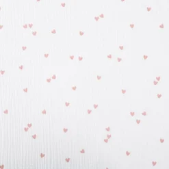 Musselin Stoff SMALL HEARTS Herzchen weiß altrosa 1,35m Breite