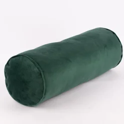 Nackenrolle aus Samt LeVelvet mit Kederumrandung und Reißverschluss smaragdgrün 20x55cm von SCHÖNER LEBEN.