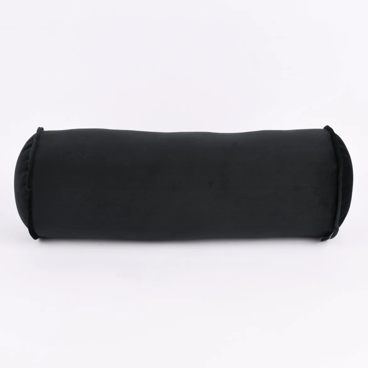 Nackenrolle aus Samt mit Kederumrandung schwarz 20x55cm von SCHÖNER LEBEN.