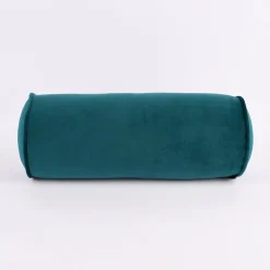 Nackenrolle aus Samt mit Kederumrandung und Reißverschluss petrol 20x55cm von SCHÖNER LEBEN.