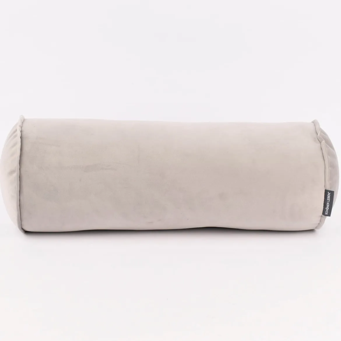 Nackenrolle aus Samt mit Kederumrandung silbergrau 20x55cm von SCHÖNER LEBEN.