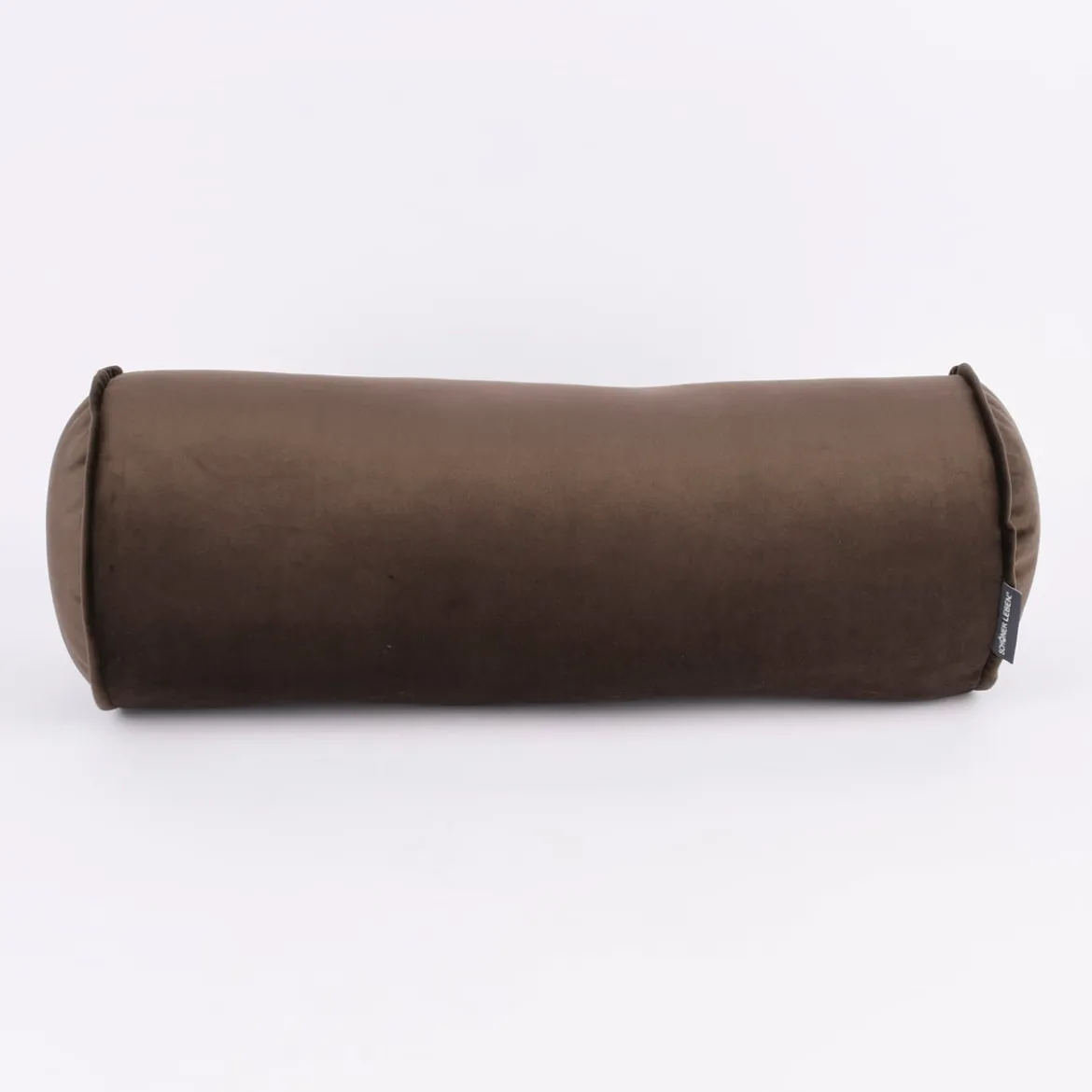 Nackenrolle aus Samt mit Kederumrandung dunkelbraun 20x55cm von SCHÖNER LEBEN.