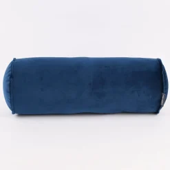 Nackenrolle aus Samt mit Kederumrandung und Reißverschluss dunkelblau 20x55cm von SCHÖNER LEBEN.