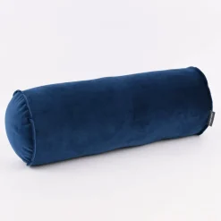 Nackenrolle aus Samt mit Kederumrandung und Reißverschluss dunkelblau 20x55cm von SCHÖNER LEBEN.