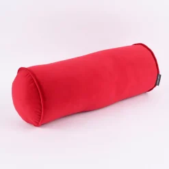 Nackenrolle aus Samt mit Kederumrandung und Reißverschluss rot 20x55cm von SCHÖNER LEBEN.