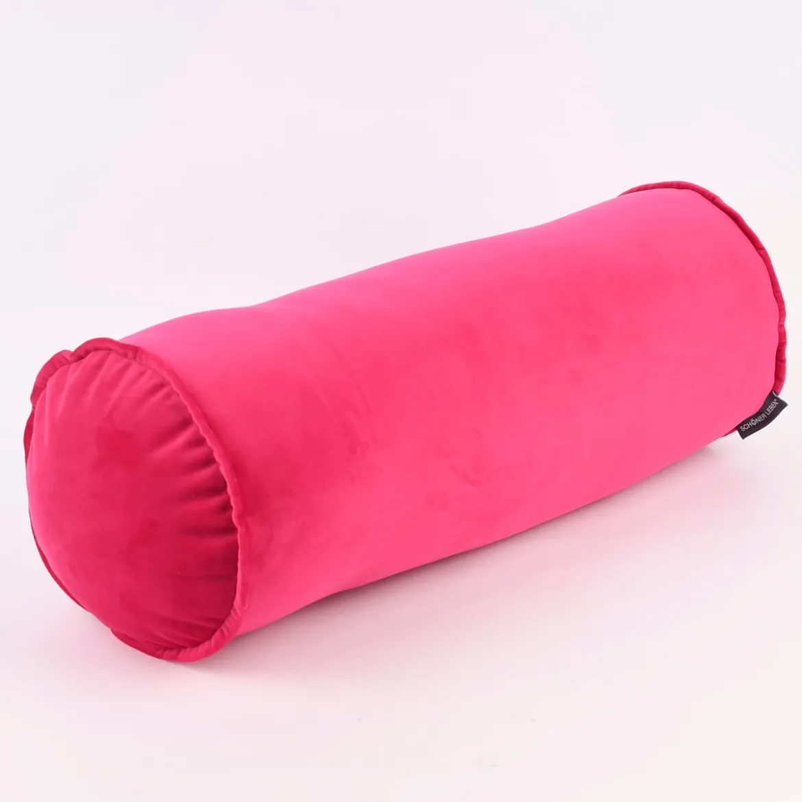 Nackenrolle aus Samt mit Kederumrandung pink 20x55cm von SCHÖNER LEBEN.