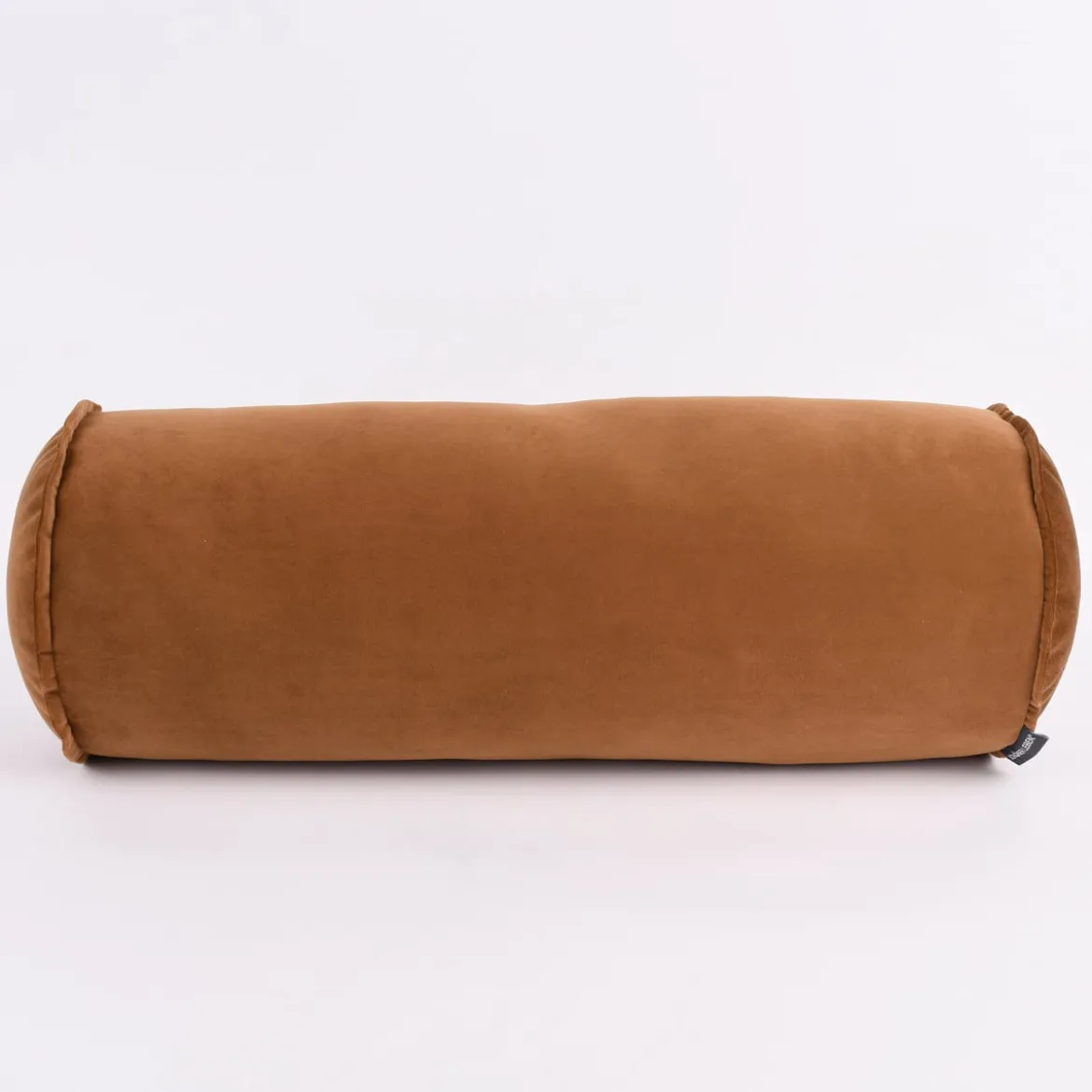 Nackenrolle aus Samt mit Kederumrandung cognac-braun 20x55cm von SCHÖNER LEBEN.