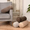 Nackenrolle aus Samt mit Reißverschluss und Kederumrandung taupe 20x55cm von SCHÖNER LEBEN.