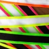 Neon-Borte Band gestreift neongelb weiß Meterware Breite: 25mm