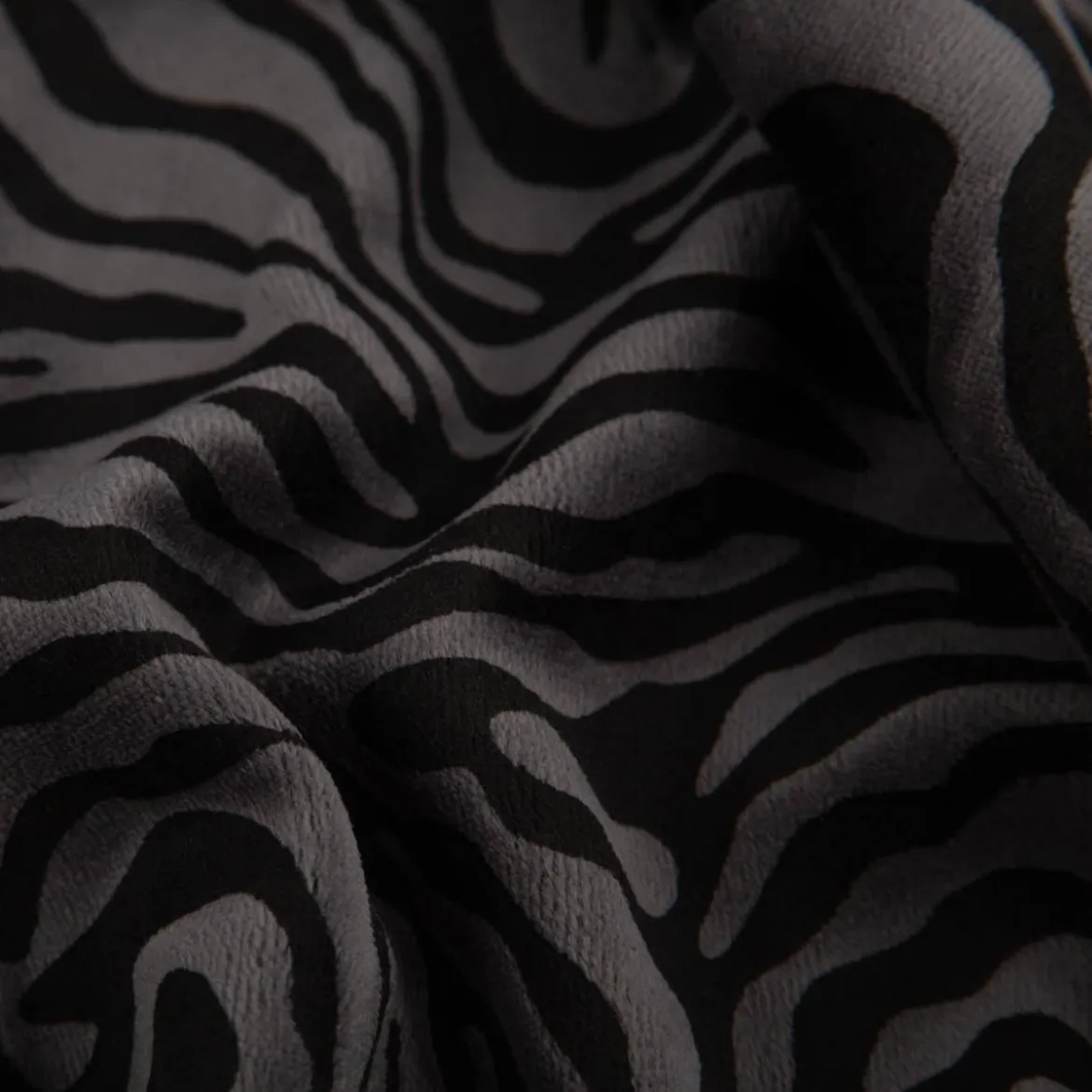 Nicki Stoff Velours Baumwolle Zebra grau schwarz 1,50 m Breite