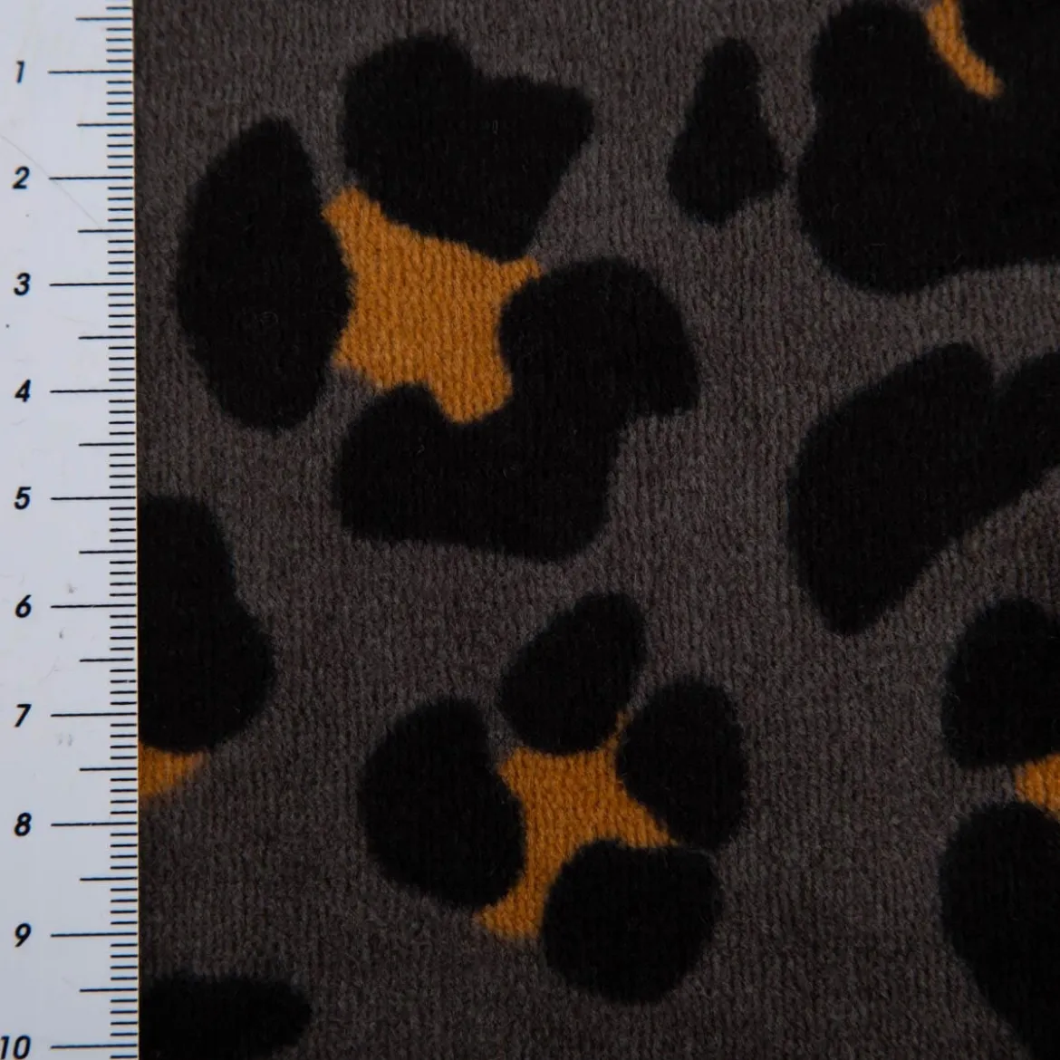 Nicki Stoff Velours Baumwolle Leo grau schwarz braun 1,50 m Breite
