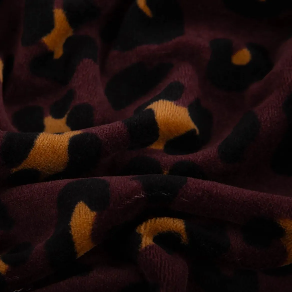 Nicki Stoff Velours Baumwolle Leo aubergine schwarz braun 1,50 m Breite