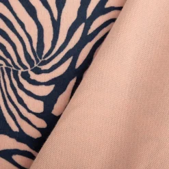 Nicki Stoff Velours Baumwolle abstrakte Blätter rosa blau 1,50 m Breite