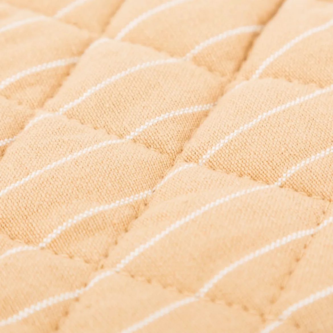 Ofenhandschuh aus Baumwolle gestreift sandgelb weiß 18x33cm von Linen & More