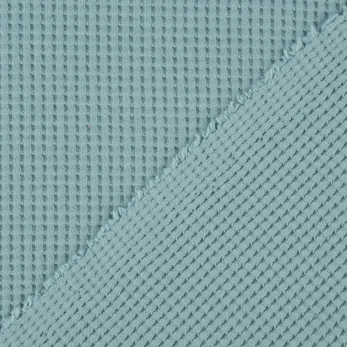 Organic Bio Waffeljerseystoff Waffelstrick Baumwolle einfarbig aqua 1,45m Breite