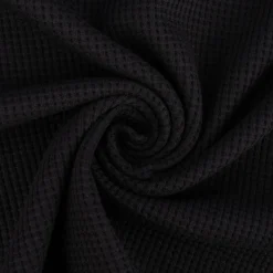 Organic Bio Waffeljersey Waffelstrick einfarbig schwarz 1,45m Breite
