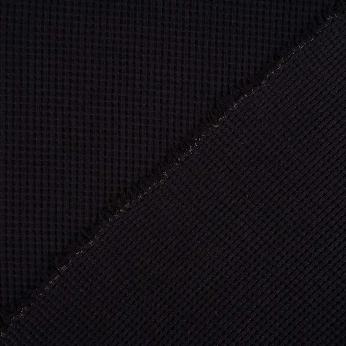 Organic Bio Waffeljersey Waffelstrick einfarbig schwarz 1,45m Breite