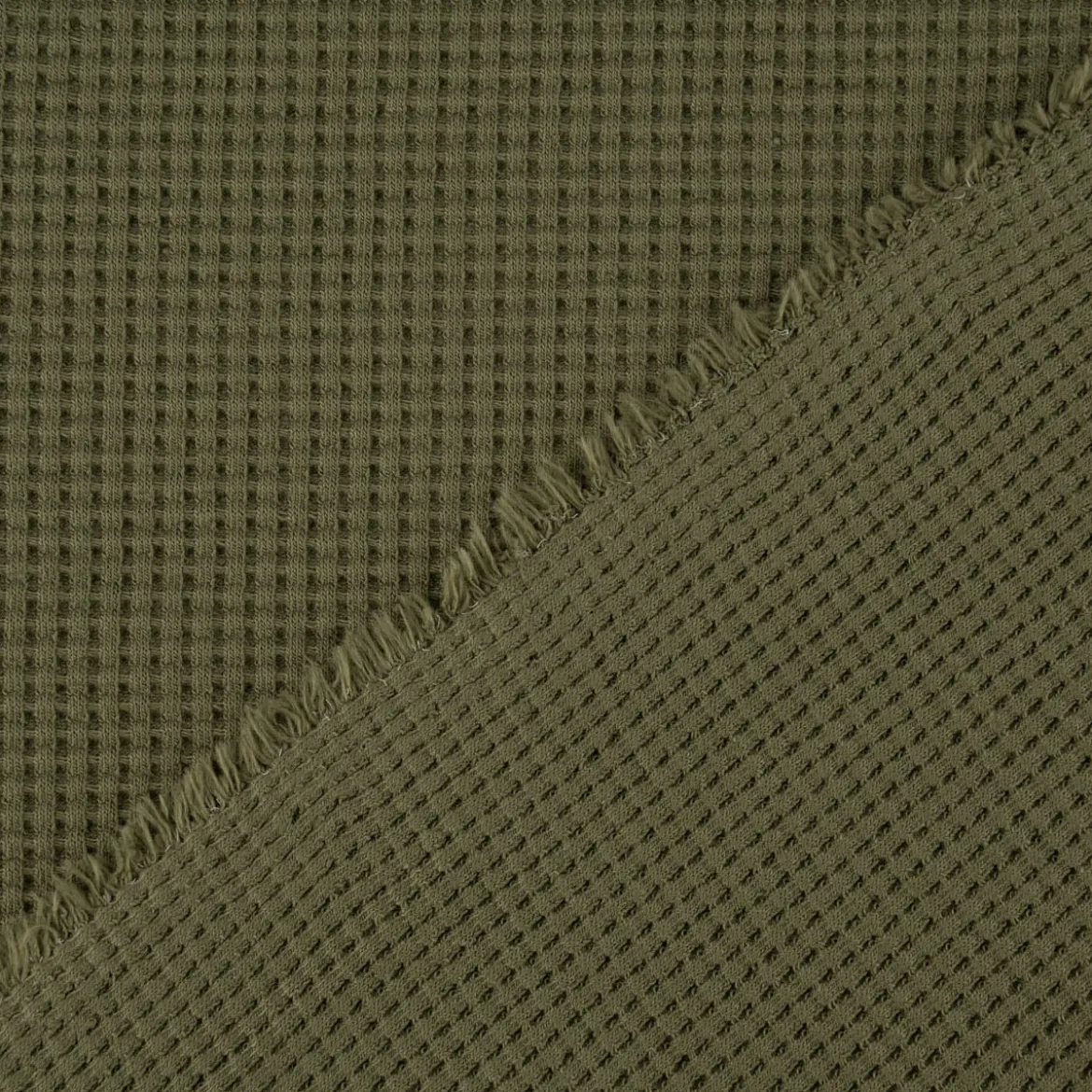 Organic Bio Waffeljersey Waffelstrick einfarbig army grün 1,45m Breite