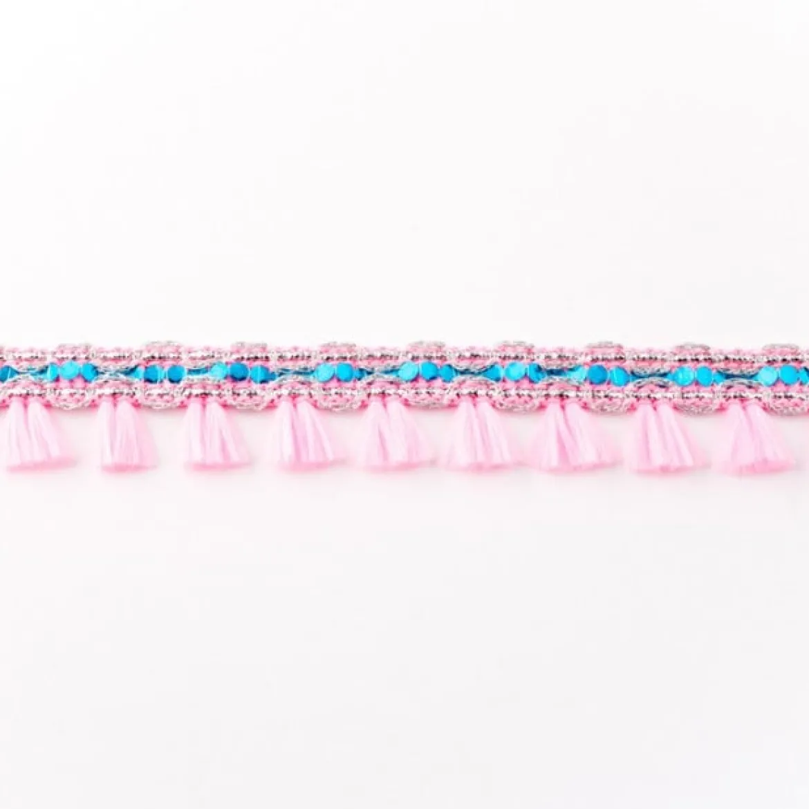 Orientalisches Band Glitzer mit Fransen Meterware dunkelrosa Breite:2cm