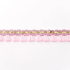 Orientalisches Band Glitzer mit Fransen Meterware hellrosa Breite:2cm