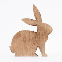 Osterhase Holzhase aus Mangoholz naturbraun 18x20x2cm
