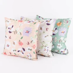Outdoor Kissen Blüten Blumen apricot hellgrün weiß 45x45cm