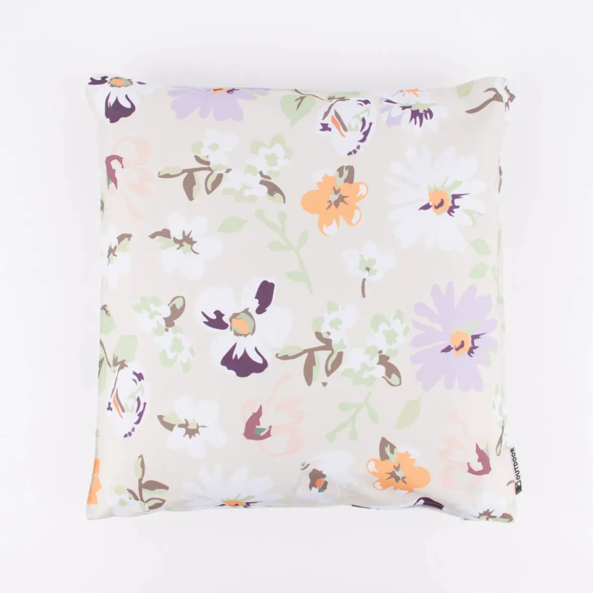 Outdoor Kissen Blüten Blumen beige hellgrün weiß 45x45cm