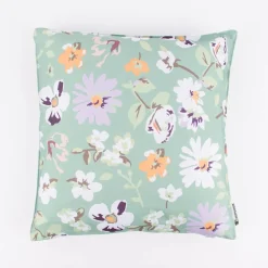 Outdoor Kissen Blüten Blumen grün hellgrün weiß 45x45cm