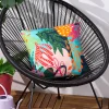 Outdoor Kissen Coralina tropische Blumen aqua pink 43x43cm