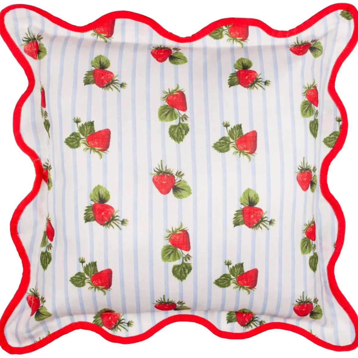 Outdoor Kissen Früchte Erdbeeren Streifen blau 45x45cm