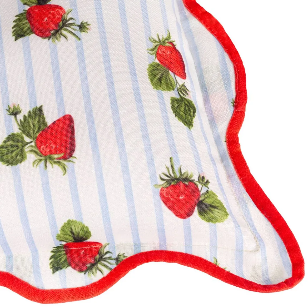 Outdoor Kissen Früchte Erdbeeren Streifen blau 45x45cm