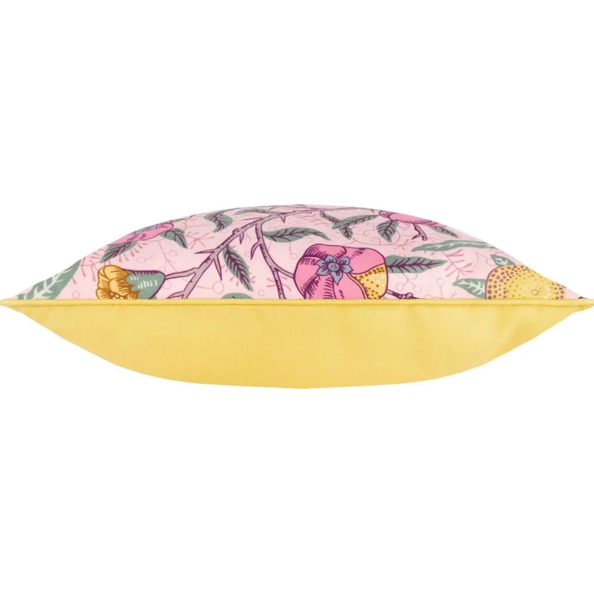 Outdoor Kissen Früchte Zweige blassrosa zitronengelb 45x45cm