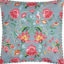 Outdoor Kissenhülle Claudia Blumen entenei-blau 45x45cm