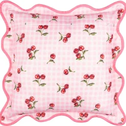 Outdoor Kissenhülle Früchte Kirschen Vichy-Karo rosa 45x45cm