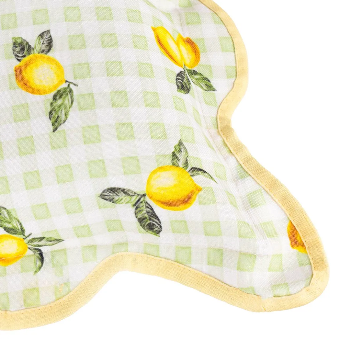 Outdoor Kissenhülle Früchte Zitronen Gingham-Karo salbei 45x45cm