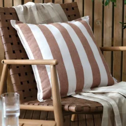 Outdoor Kissenhülle Hayle Streifen wendbar pekannuss braun 50x50cm