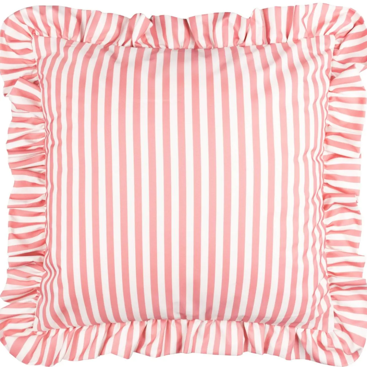 Outdoor Kissenhülle Millie Ruffle Streifen Rüschen rosa weiß 50x50cm