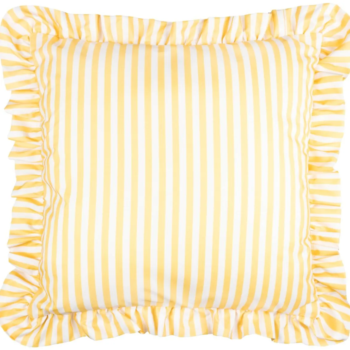 Outdoor Kissenhülle Millie Ruffle Streifen Rüschen gelb weiß 50x50cm