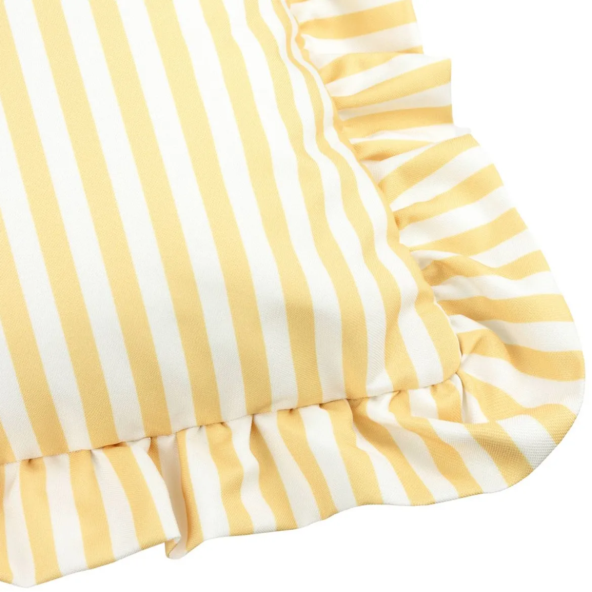 Outdoor Kissenhülle Millie Ruffle Streifen Rüschen gelb weiß 50x50cm