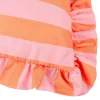Outdoor Kissenhülle Palm Royale Streifen Rüschen pink orange 50x50cm