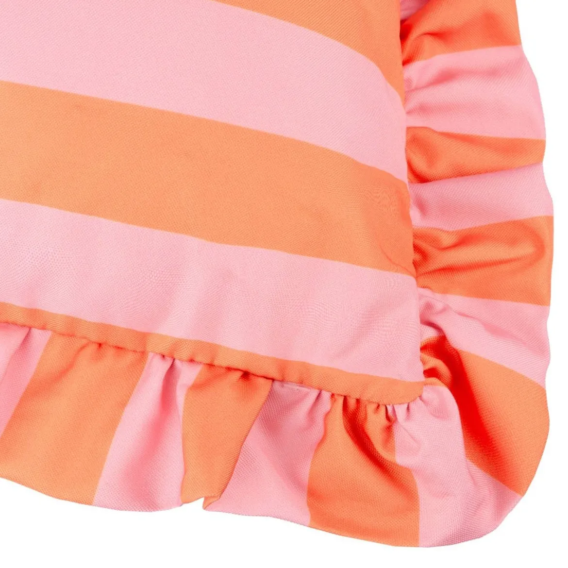 Outdoor Kissenhülle Palm Royale Streifen Rüschen pink orange 50x50cm