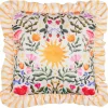Outdoor Kissenhülle Sommersonnenwende Sonne Blumen Rüschen creme bunt 50x50cm