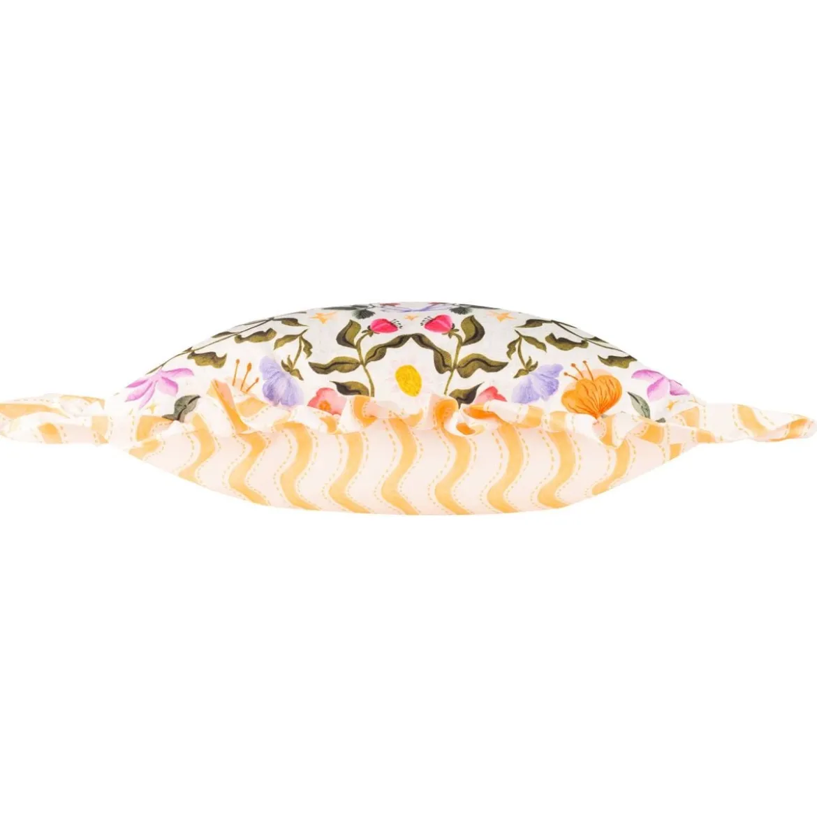 Outdoor Kissenhülle Sommersonnenwende Sonne Blumen Rüschen creme bunt 50x50cm