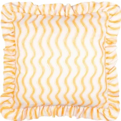 Outdoor Kissenhülle Sommersonnenwende Sonne Blumen Rüschen creme bunt 50x50cm