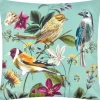Outdoor Kissen Midnight Garden Birds Vögel aqua blau 43x43cm